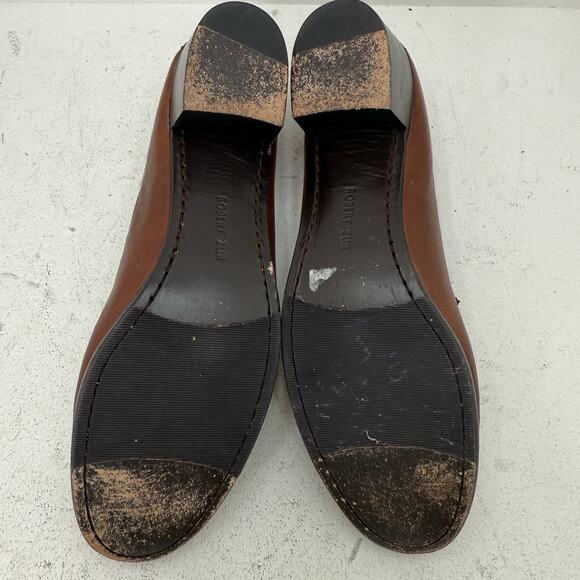 Robert Zur Brown Leather Heeled Loafer Gold Women's Size 9.5 - Picture 7 of 9